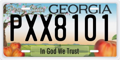 GA license plate PXX8101