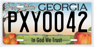 GA license plate PXY0042