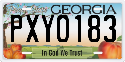 GA license plate PXY0183