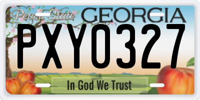GA license plate PXY0327
