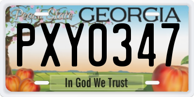 GA license plate PXY0347