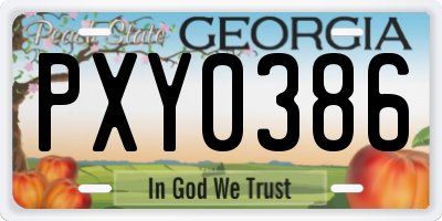 GA license plate PXY0386