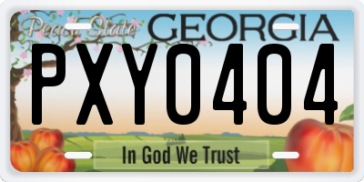GA license plate PXY0404