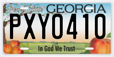 GA license plate PXY0410