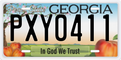 GA license plate PXY0411