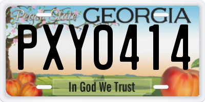 GA license plate PXY0414