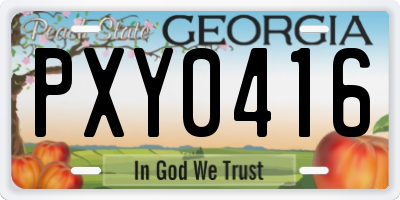 GA license plate PXY0416