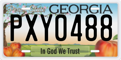 GA license plate PXY0488
