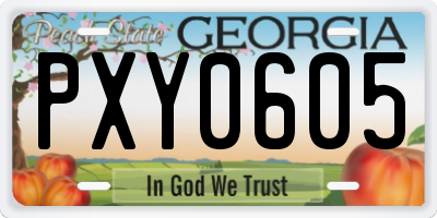 GA license plate PXY0605