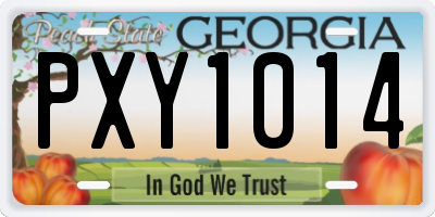 GA license plate PXY1014
