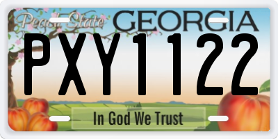 GA license plate PXY1122