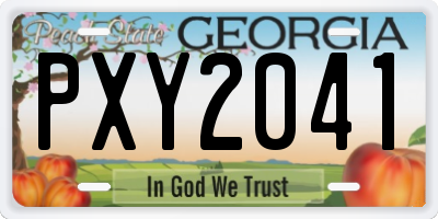 GA license plate PXY2041