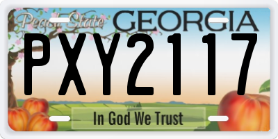 GA license plate PXY2117