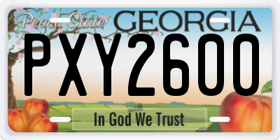 GA license plate PXY2600