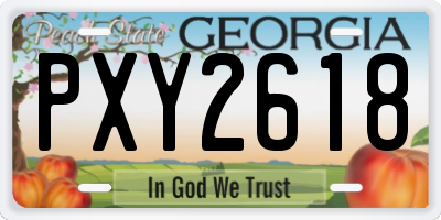 GA license plate PXY2618