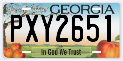 GA license plate PXY2651