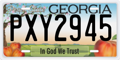 GA license plate PXY2945