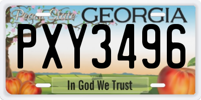 GA license plate PXY3496