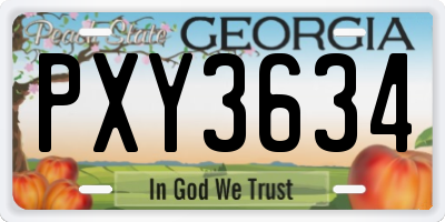 GA license plate PXY3634