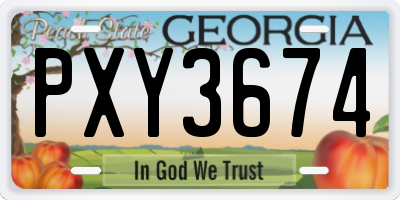 GA license plate PXY3674