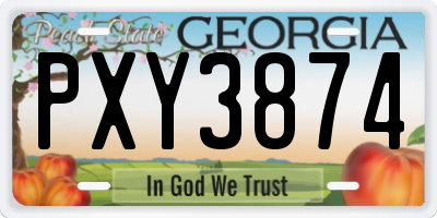 GA license plate PXY3874