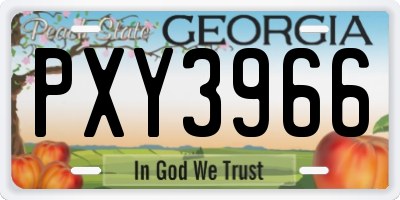 GA license plate PXY3966