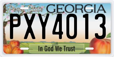 GA license plate PXY4013