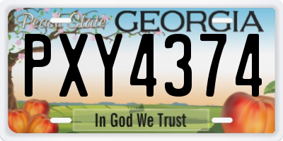 GA license plate PXY4374