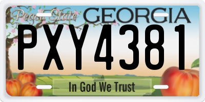 GA license plate PXY4381
