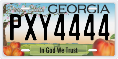 GA license plate PXY4444