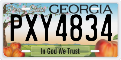GA license plate PXY4834