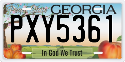 GA license plate PXY5361