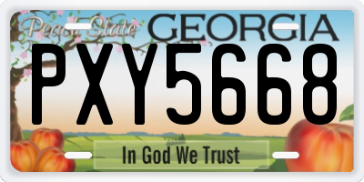 GA license plate PXY5668