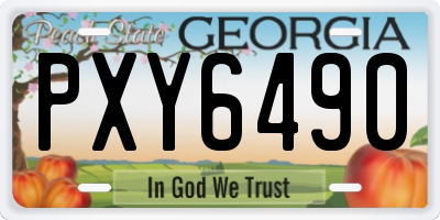 GA license plate PXY6490