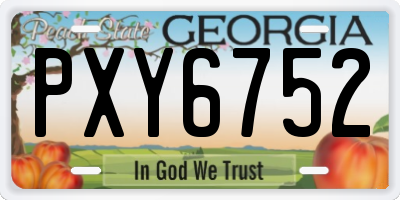 GA license plate PXY6752