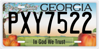 GA license plate PXY7522
