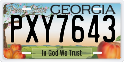 GA license plate PXY7643