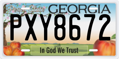 GA license plate PXY8672