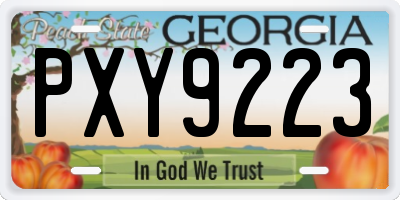 GA license plate PXY9223