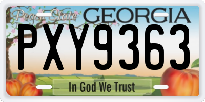 GA license plate PXY9363