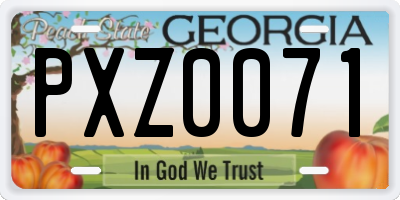 GA license plate PXZ0071