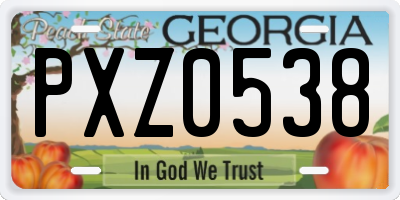 GA license plate PXZ0538