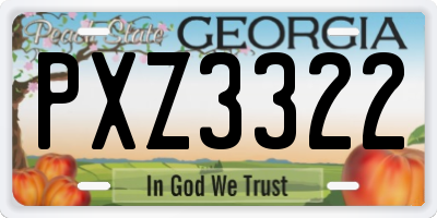 GA license plate PXZ3322