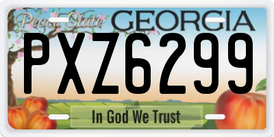 GA license plate PXZ6299
