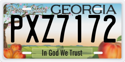 GA license plate PXZ7172