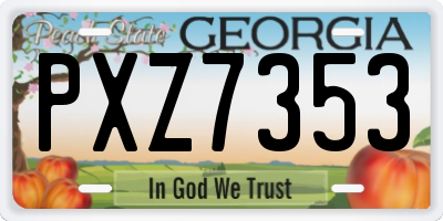 GA license plate PXZ7353