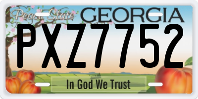 GA license plate PXZ7752