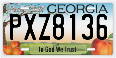 GA license plate PXZ8136