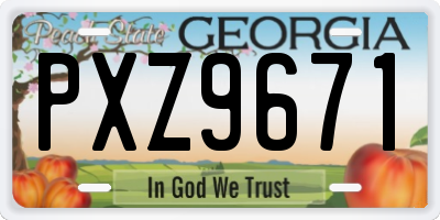 GA license plate PXZ9671