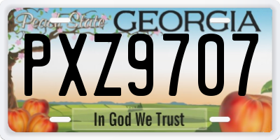 GA license plate PXZ9707